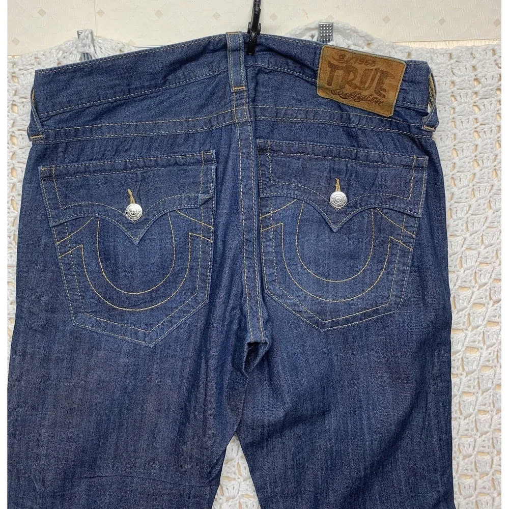 Vtg True Religion Jeans Men Tag 34 Apprx W36 L33  Blue Denim Bootcut Made in USA